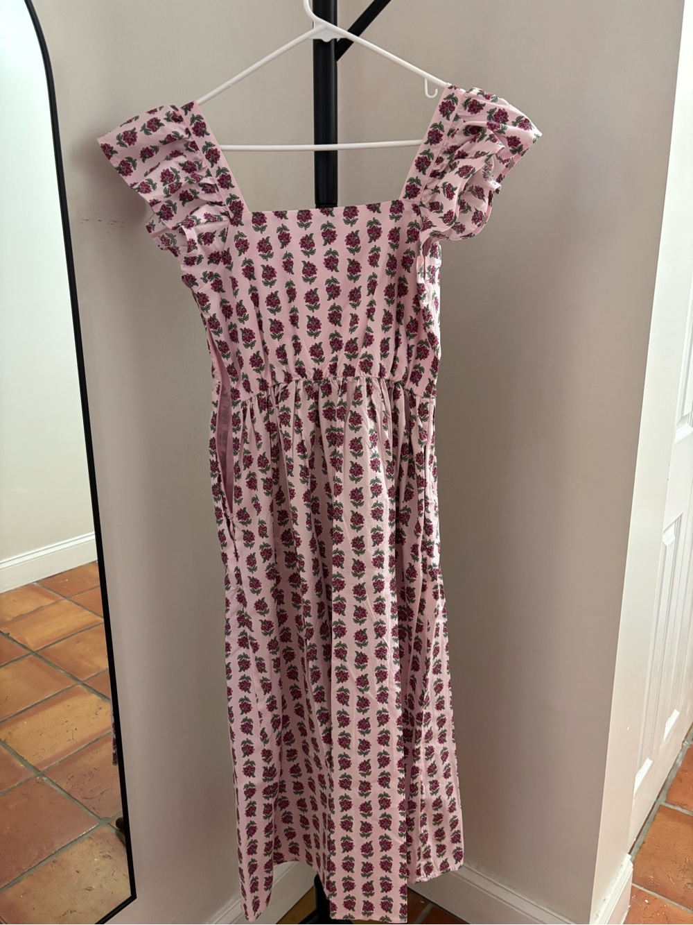 JCrew Floral Pink Square-Neck Midi Dress